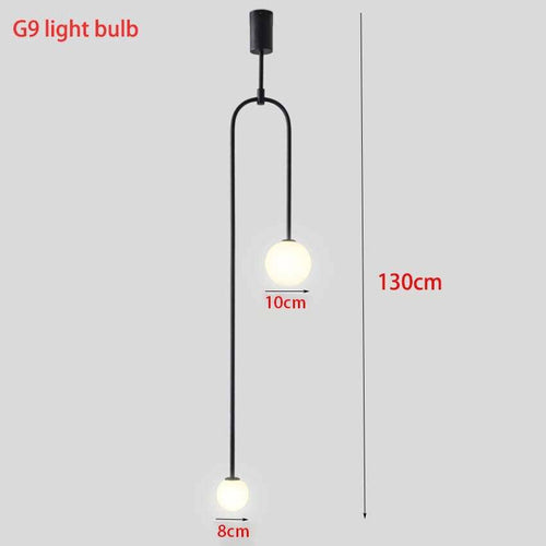 Suspension design LED en métal avec double boule en verre Fly
