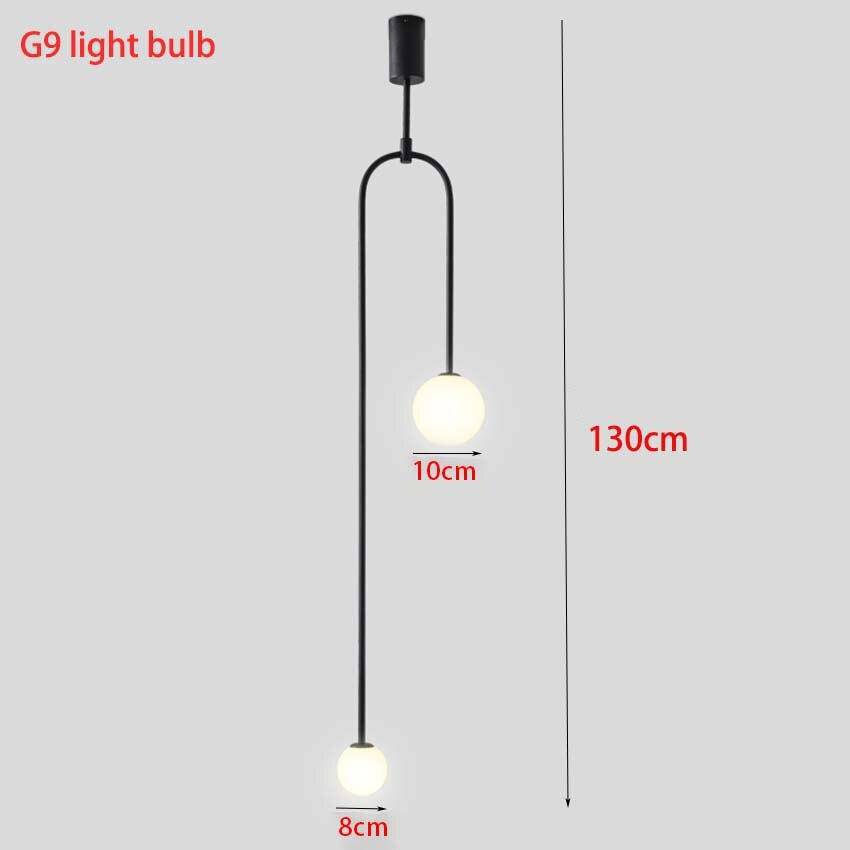 Suspension design LED en métal avec double boule en verre Fly - vue 5 sur 8