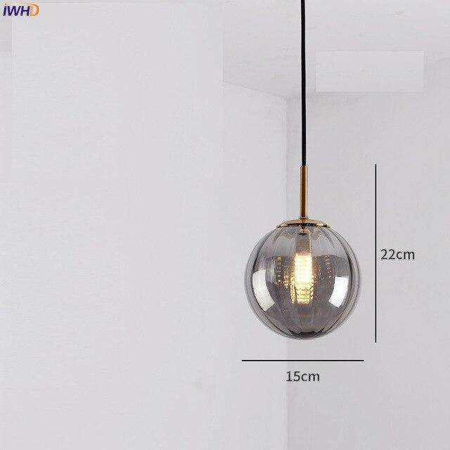 Suspension design LED boule en verre coloré style Hang - vue 10 sur 15