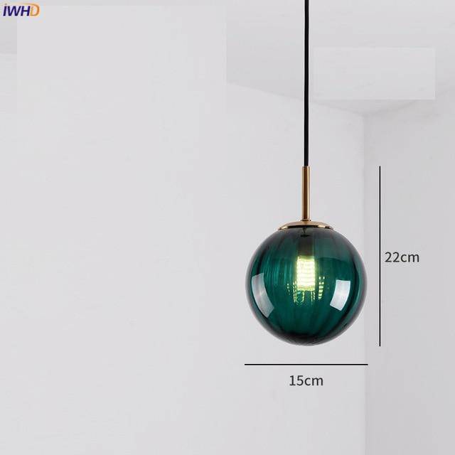 Suspension design LED boule en verre coloré style Hang - vue 15 sur 15