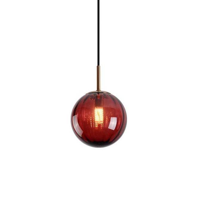 Suspension design LED boule en verre coloré style Hang - vue 5 sur 15