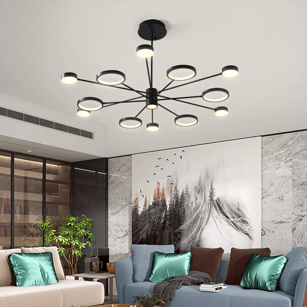 Lustre design LED avec plusieurs lampes noires Creative - vue 4 sur 10