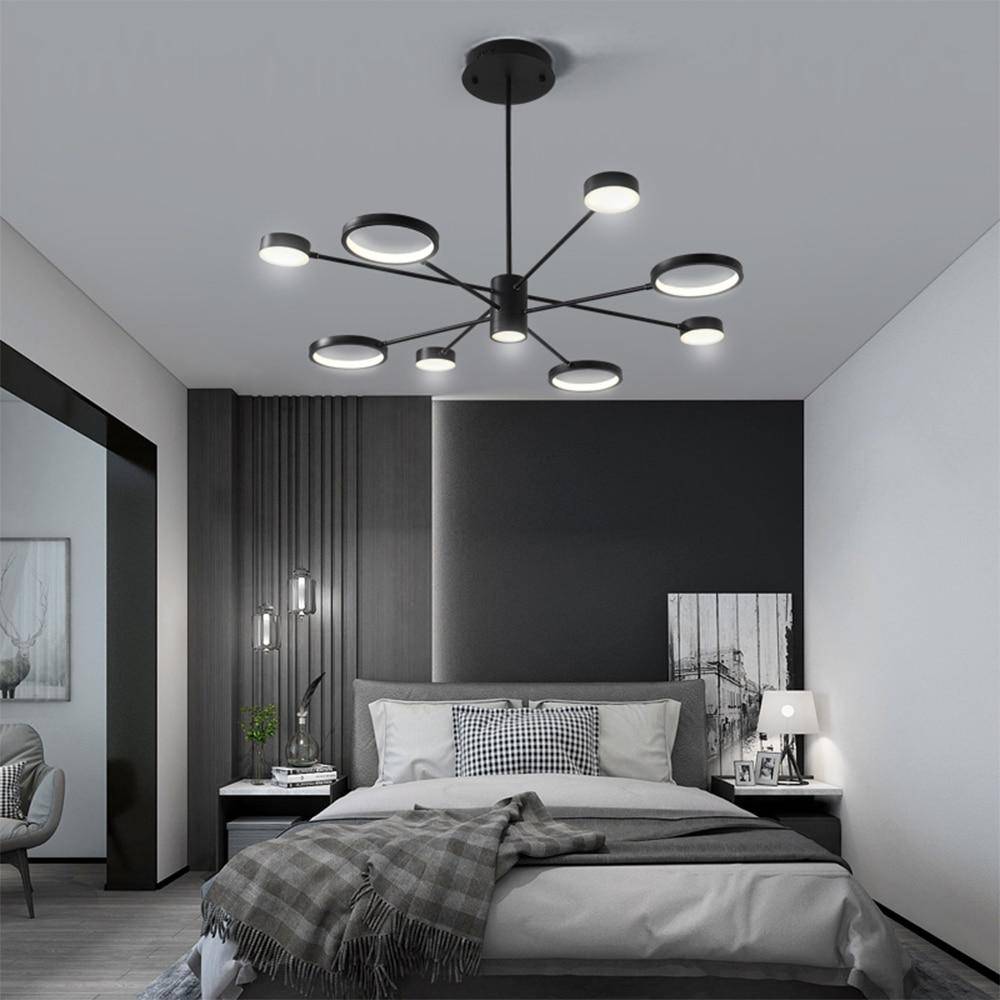 Lustre design LED avec plusieurs lampes noires Creative - vue 5 sur 10
