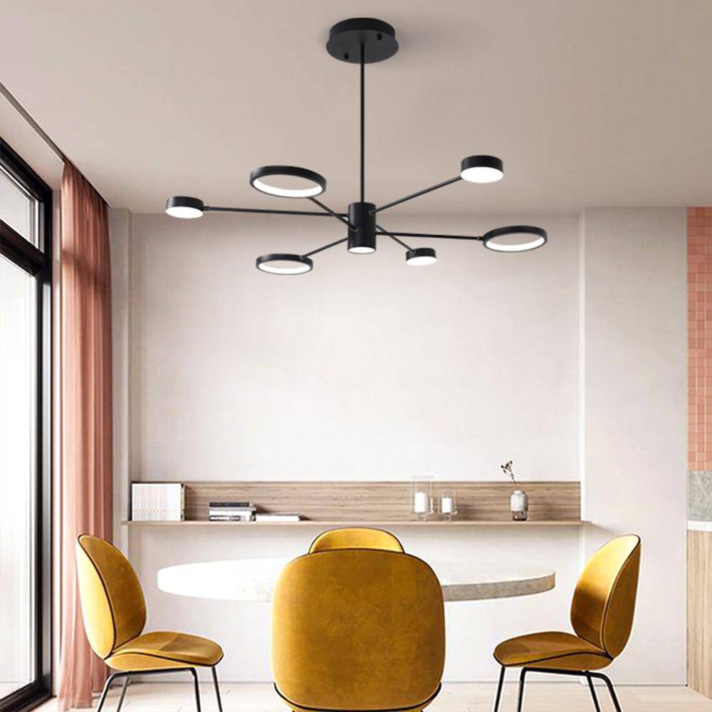 Lustre design LED avec plusieurs lampes noires Creative - vue 7 sur 10