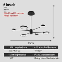 Lustre design LED avec plusieurs lampes noires Creative