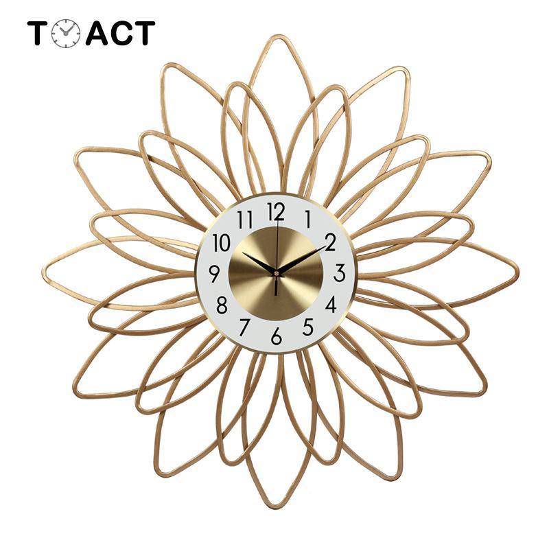 Horloge murale en forme de fleur en métal doré 54cm Extra - vue 6 sur 5