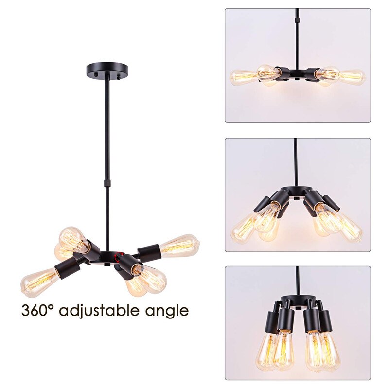 Lustre industriel LED style américain en métal Ludaya - vue 6 sur 8