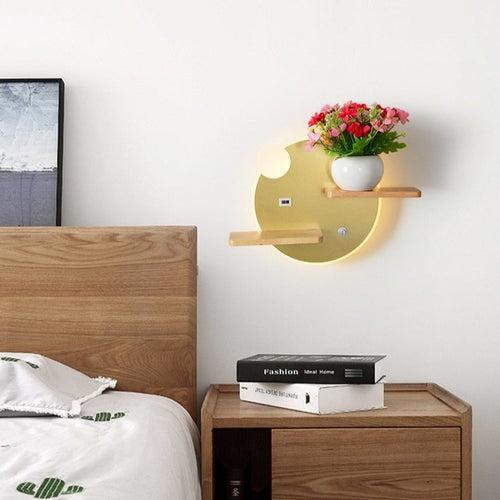 Applique murale moderne LED avec étagères en métal Olympea