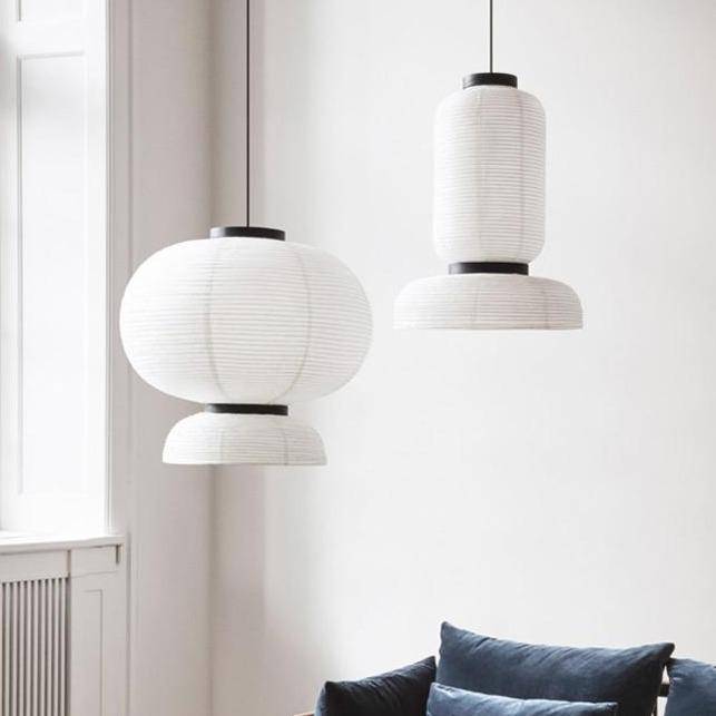 Suspension rétro LED en papier de riz blanc style Danish - vue 4 sur 8