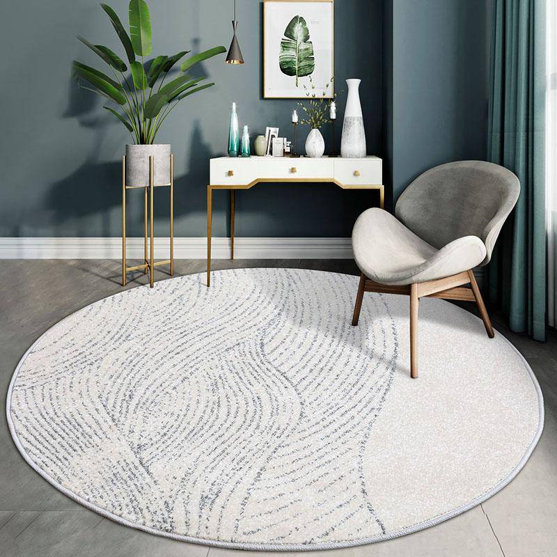 Tapis moderne rond blanc et rayé Floor - vue 3 sur 2
