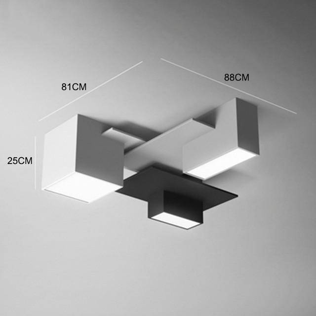 Plafonnier design LED à formes géométriques modernes noires et blanches