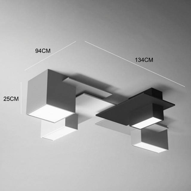 Plafonnier design LED à formes géométriques modernes noires et blanches