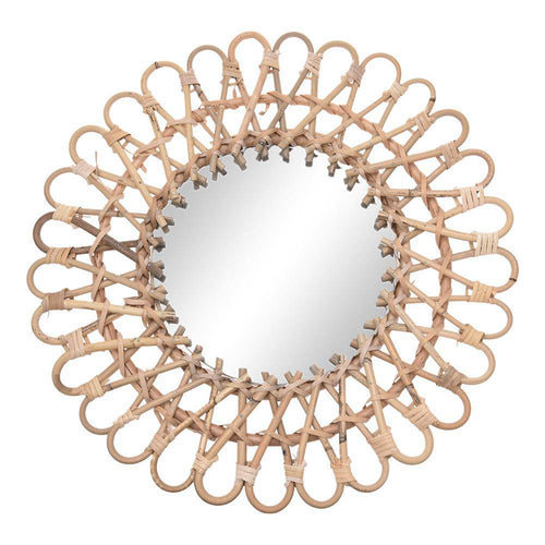 Miroir mural rond décoratif en rotin 40cm