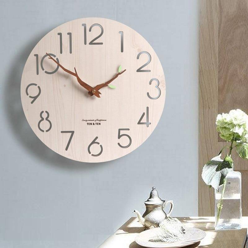 Horloge murale scandinave en bois 30cm avec aiguilles branches d'arbres Trunck - vue 3 sur 7