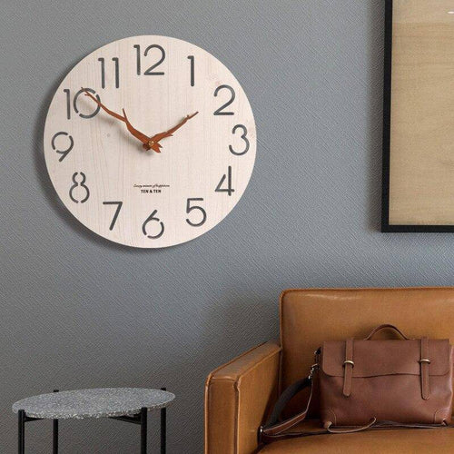 Horloge murale scandinave en bois 30cm avec aiguilles branches d'arbres Trunck