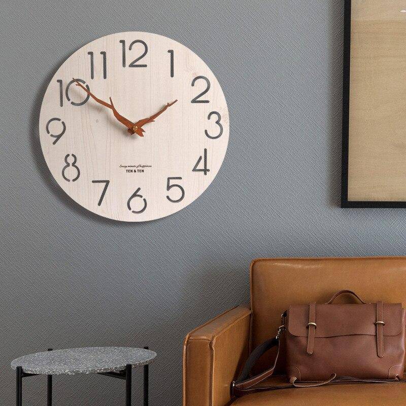 Horloge murale scandinave en bois 30cm avec aiguilles branches d'arbres Trunck - vue 5 sur 7
