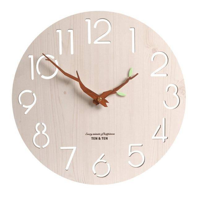 Horloge murale scandinave en bois 30cm avec aiguilles branches d'arbres Trunck - vue 7 sur 7