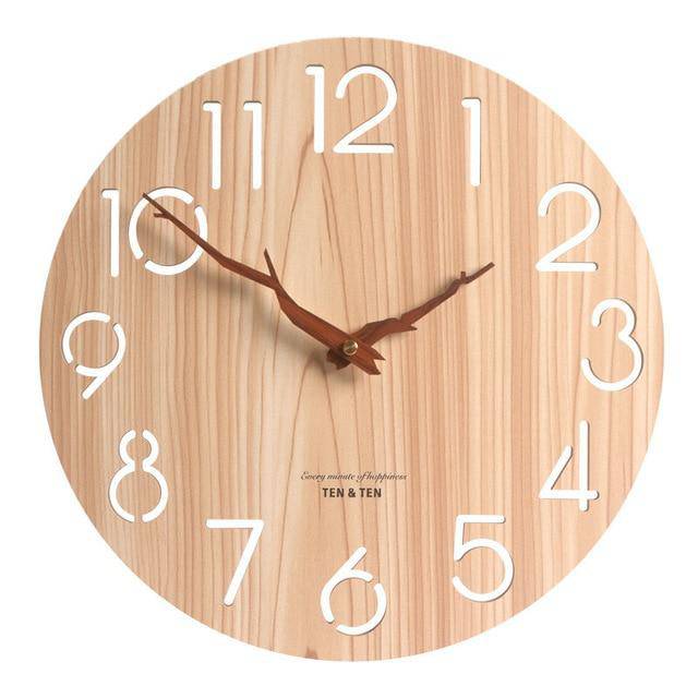 Horloge murale scandinave en bois 30cm avec aiguilles branches d'arbres Trunck - vue 6 sur 7