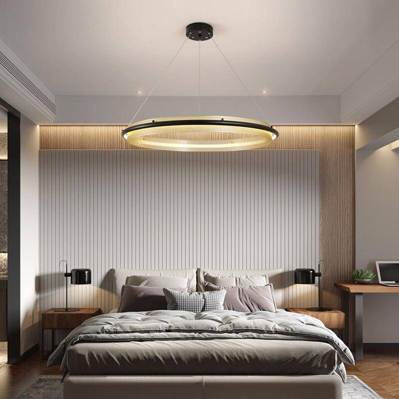 Lustre design à LED avec anneau en métal doré Luxury - vue 3 sur 9