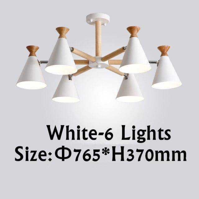 Lustre moderne à LED en bois avec abat-jour métal coloré - vue 8 sur 19