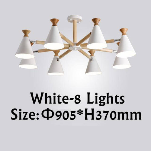 Lustre moderne à LED en bois avec abat-jour métal coloré
