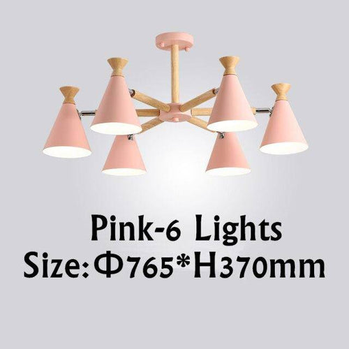 Lustre moderne à LED en bois avec abat-jour métal coloré