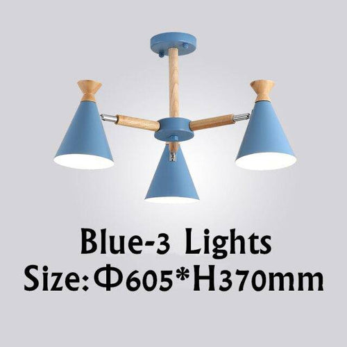 Lustre moderne à LED en bois avec abat-jour métal coloré
