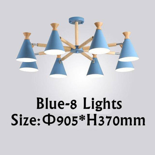 Lustre moderne à LED en bois avec abat-jour métal coloré