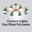 Lustre moderne à LED en bois avec abat-jour métal coloré