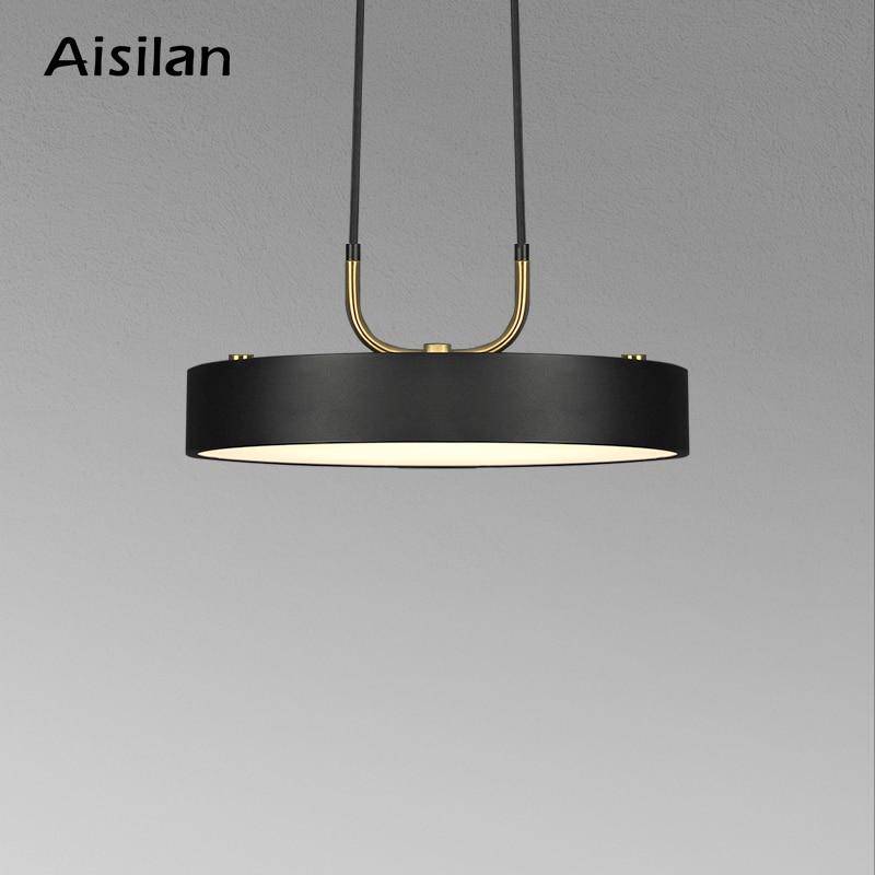Suspension design à LED disque aux bords épais métal noir - vue 5 sur 5