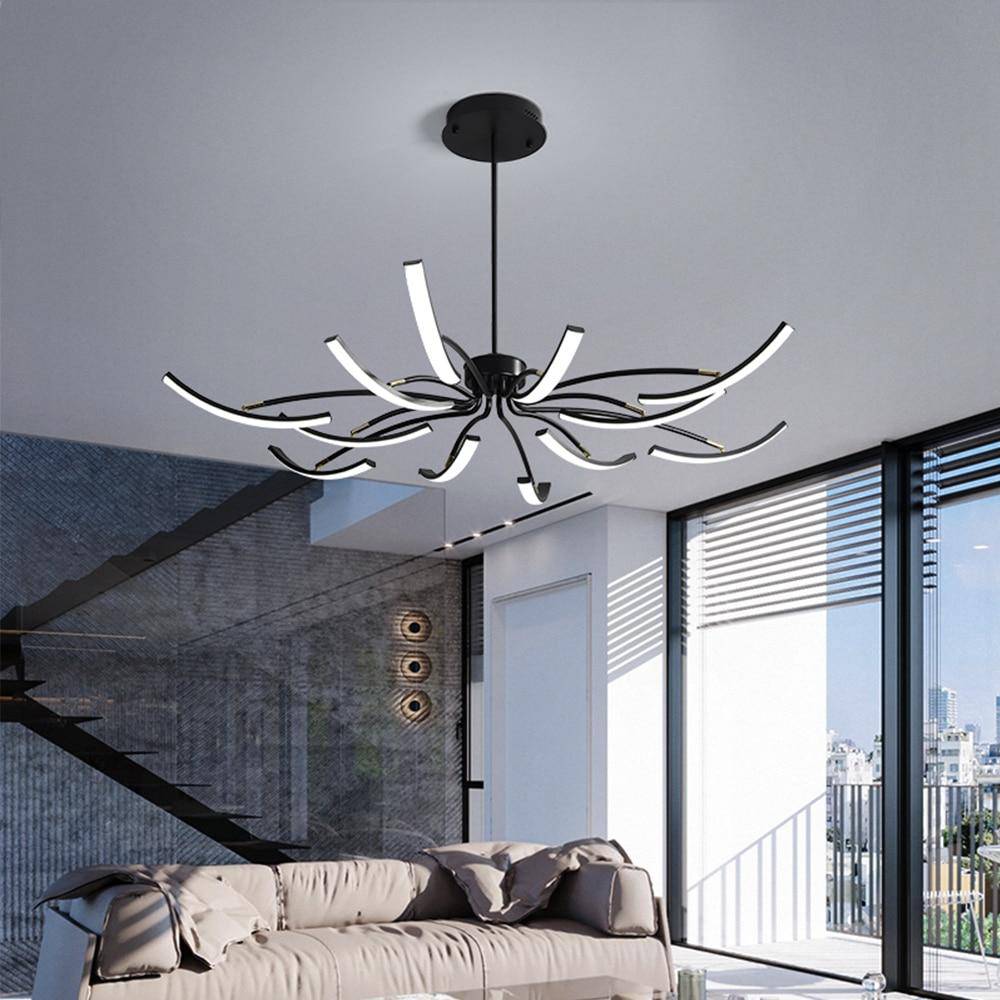 Lustre design à LED en métal avec plusieurs tiges Kyio - vue 3 sur 15