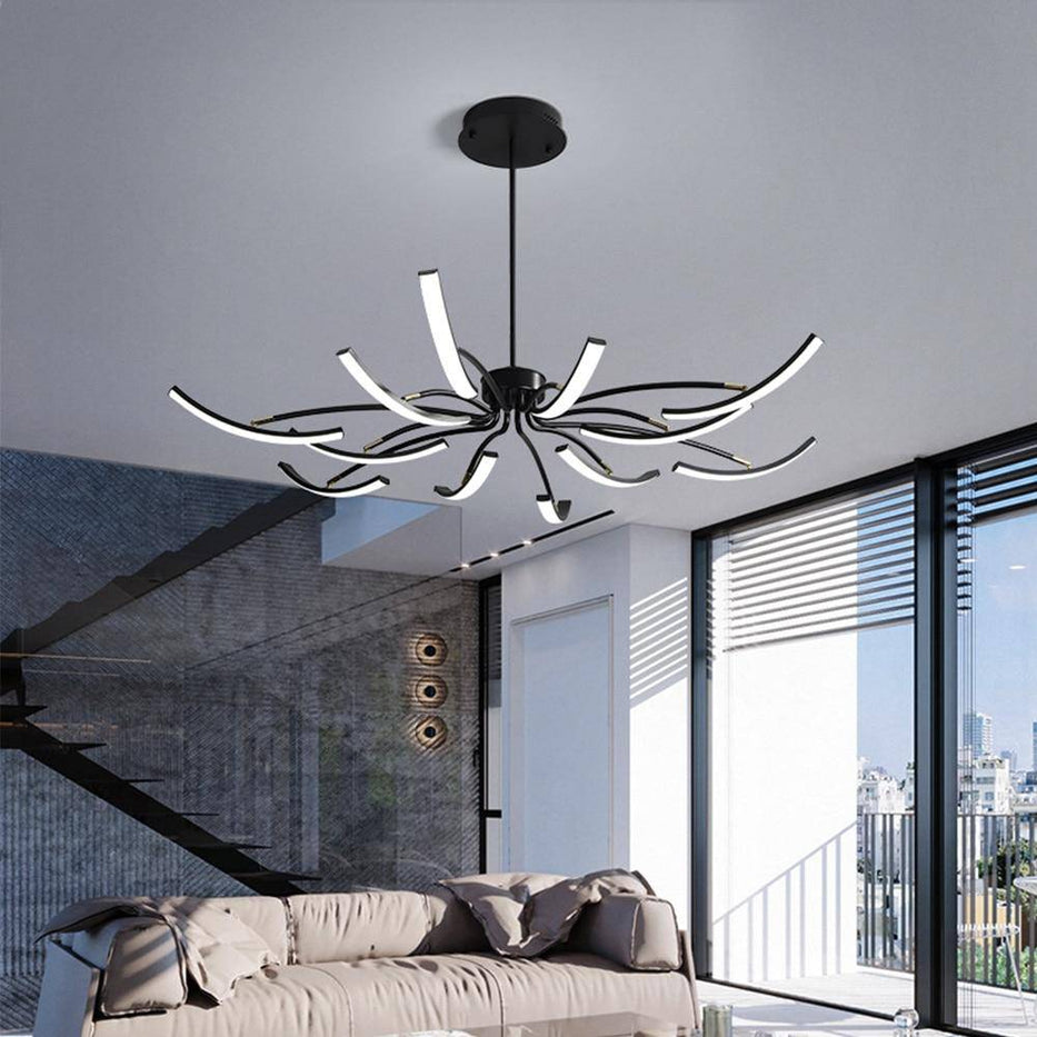 Lustre design à LED en métal avec plusieurs tiges Kyio