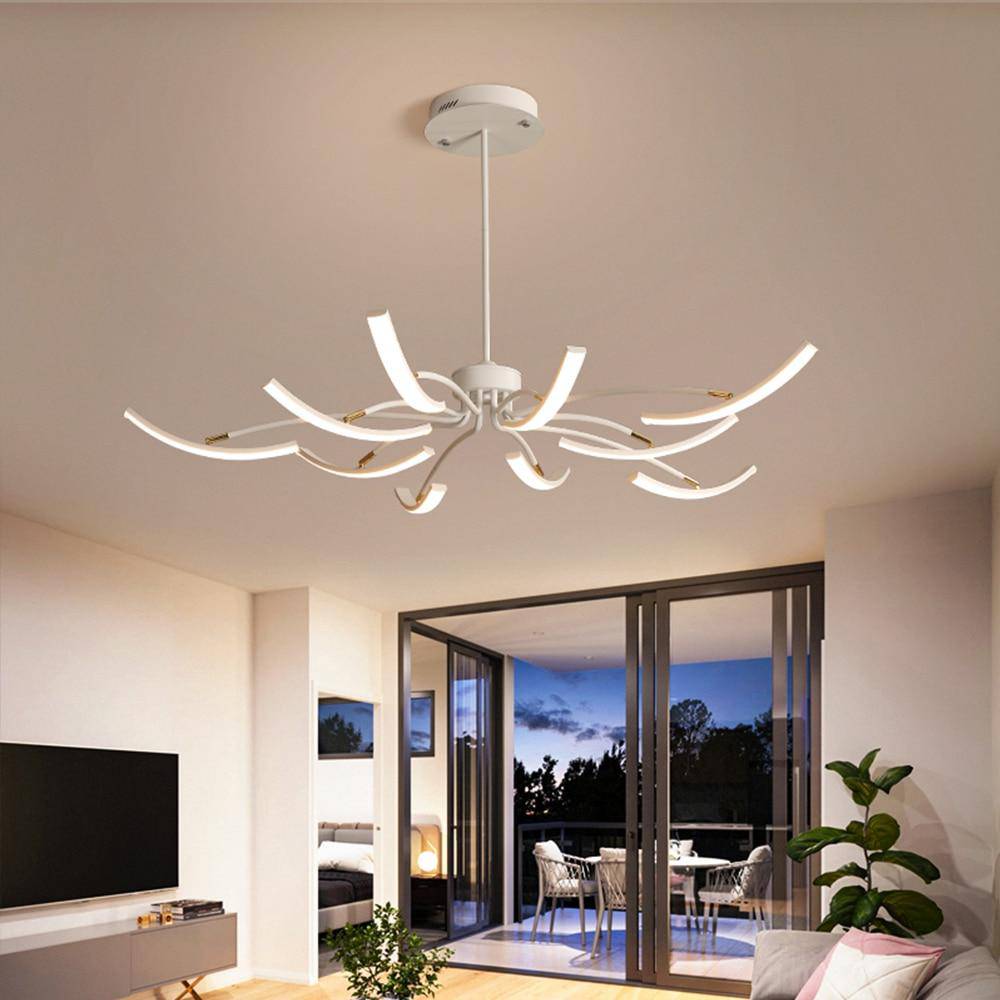 Lustre design à LED en métal avec plusieurs tiges Kyio - vue 5 sur 15