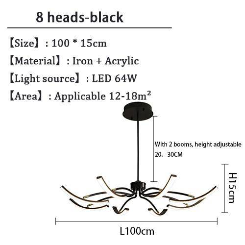 Lustre design à LED en métal avec plusieurs tiges Kyio - vue 9 sur 15