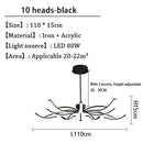 Lustre design à LED en métal avec plusieurs tiges Kyio