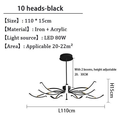 Lustre design à LED en métal avec plusieurs tiges Kyio - vue 11 sur 15