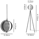 Lampadaire design LED tripod et boule en fer noir Swedish