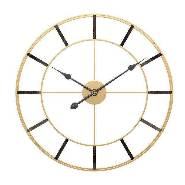 Horloge murale ronde en métal doré 50cm Nordic
