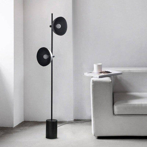 Lampadaire moderne LED avec tige et abat-jour métal noir