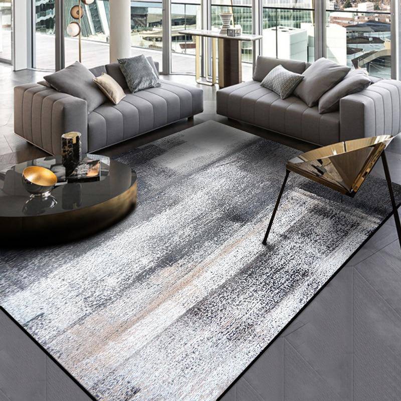 Tapis rectangle moderne noir et blanc Ink A