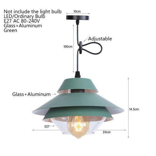 Suspension rétro à LED avec abat-jour en métal coloré et verre - vue 7 sur 8