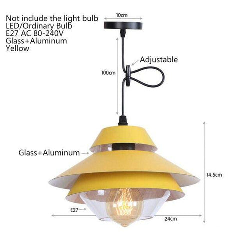 Suspension rétro à LED avec abat-jour en métal coloré et verre - vue 9 sur 8