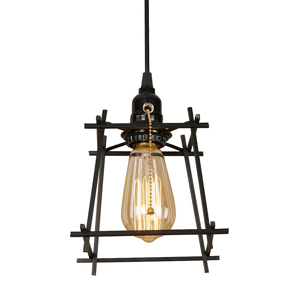 Suspension cage en métal vintage à LED Plitz - vue 4 sur 4