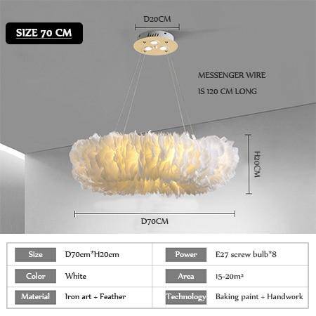Lustre rond design LED en plumes colorées - vue 9 sur 25