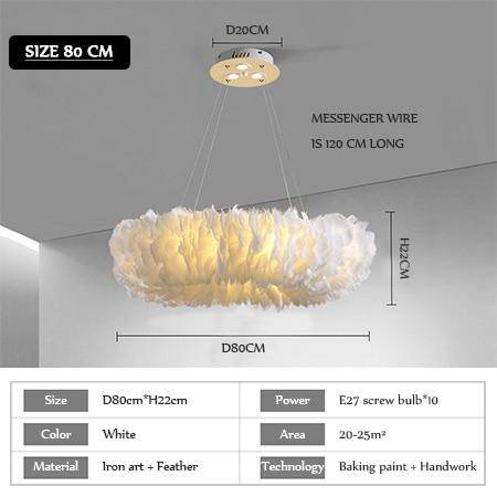 Lustre rond design LED en plumes colorées - vue 16 sur 25