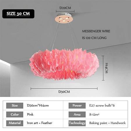 Lustre rond design LED en plumes colorées - vue 12 sur 25