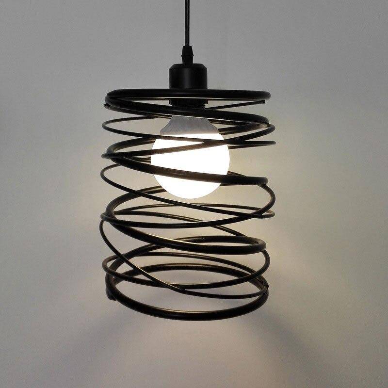 Suspension design LED style tourbillon en métal noir - vue 3 sur 4