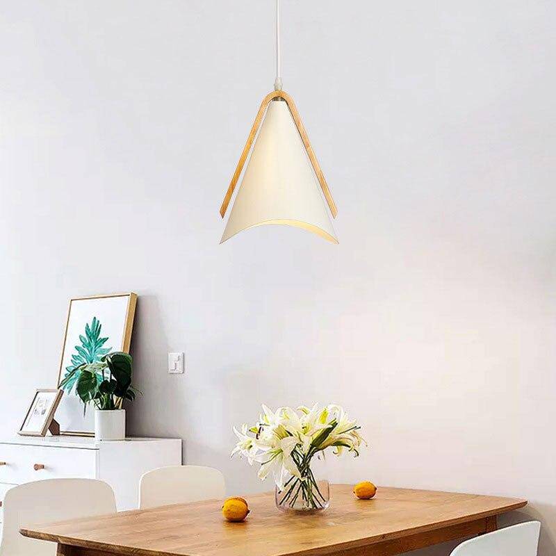 Suspension moderne LED en bois et métal coloré - vue 4 sur 8