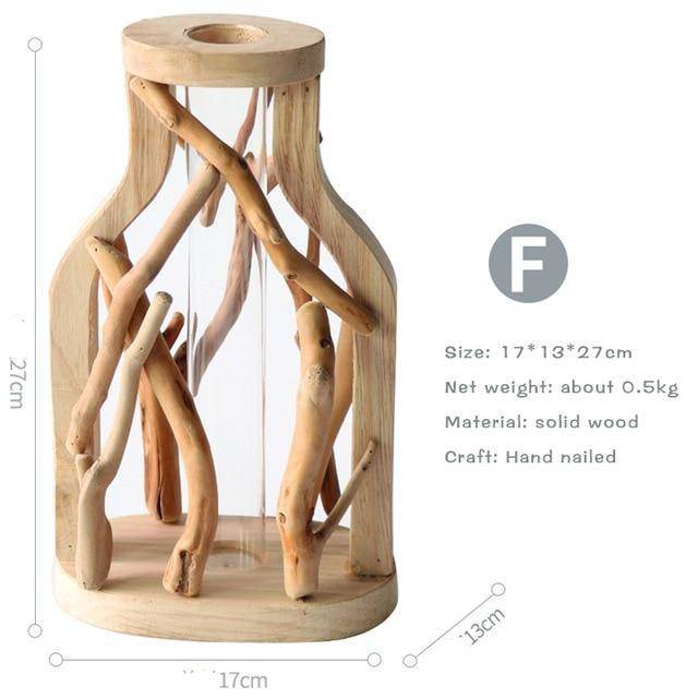 Vase design en verre avec socle en bois style Hydro - vue 10 sur 13