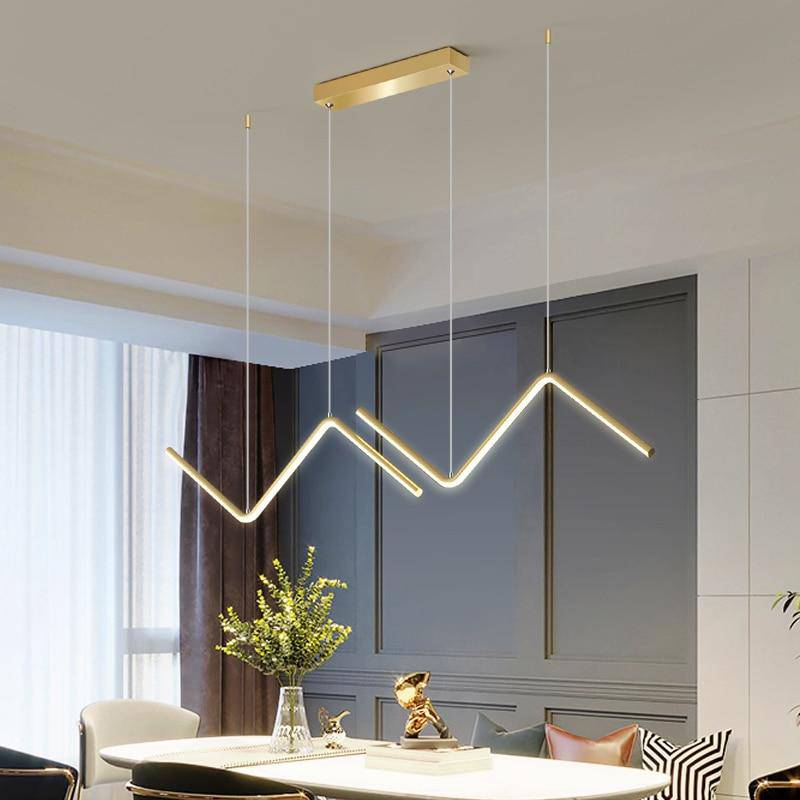 Lustre design LED en métal avec formes triangulaires modernes - vue 6 sur 8